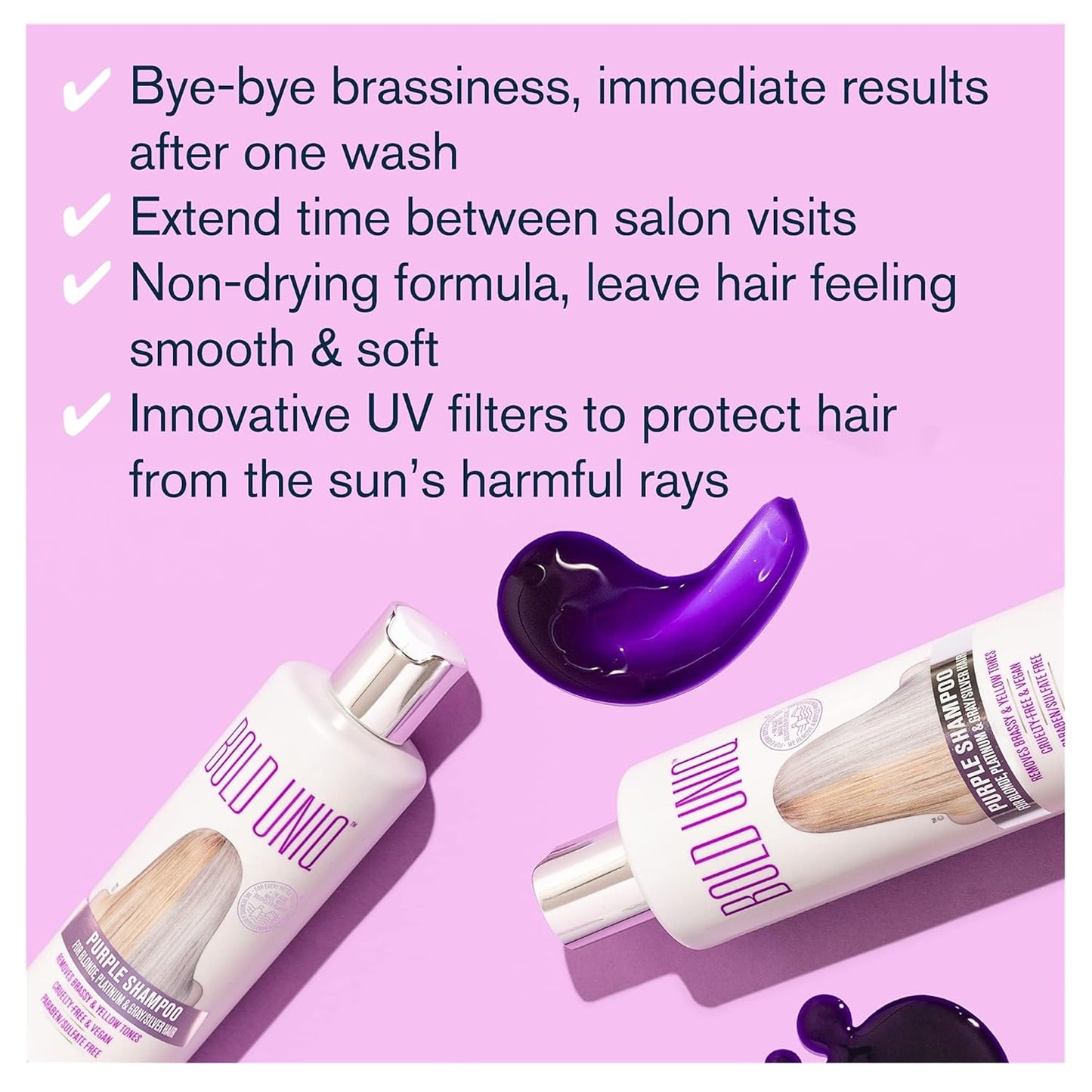 Purple Shampoo for Blonde, Silver & Grey Hair | Remove Yellow Tones & Condition Damaged Hair - Vegan, Paraben & Sulfate Free - 8 fl oz