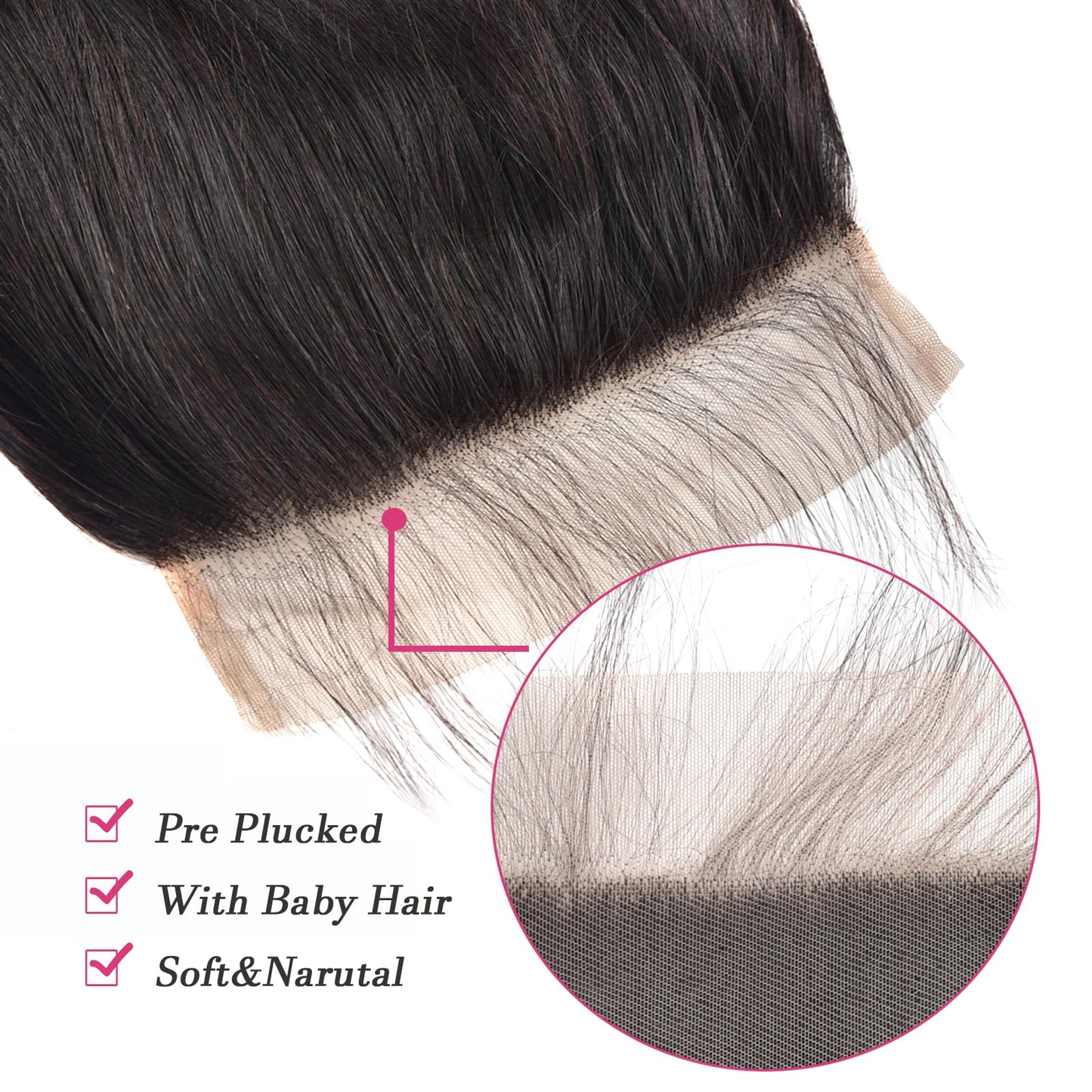 6x6 Hd Lace Closure Straight Free Part Unprocessed Virgin Brazilian Human Hair Lace Pieces With Baby Hair Bleached Knots Wet And Wavy Sew In Hair Extensions Natural Color 14 Inch