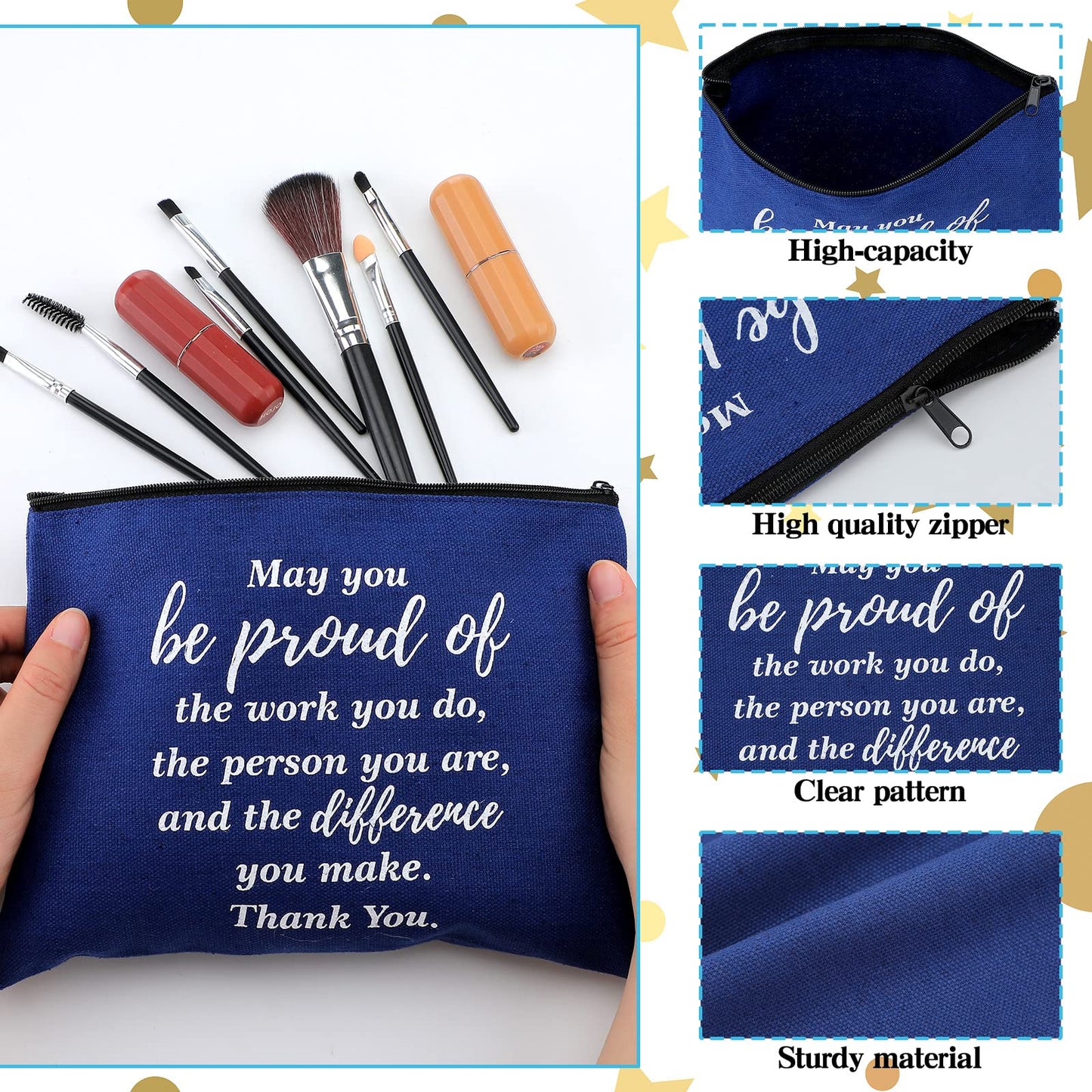 Panelee 48 Pcs Graduation Inspirational Gifts Bulk Makeup Cosmetic Bag with Zipper Keychain Bibles Employee Appreciation Makeup Bags Motivational Gift for Ladies Women Teacher Coworker Gift