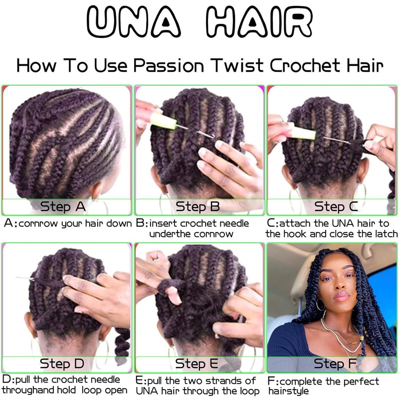 Passion Twist Crochet Hair - Water Wave Synthetic Braiding Hair for Butterfly Locs | 18 Inch, Pack of 7