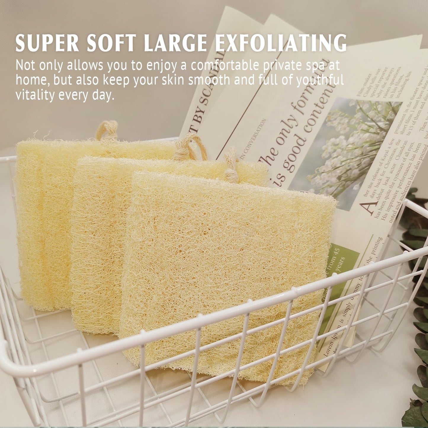 Natural Loofah Sponge Exfoliating Pads and Soft, Easy-lathering Body Scrubber Loofah for Smooth, Glowing, Vibrant Skin Every Day.