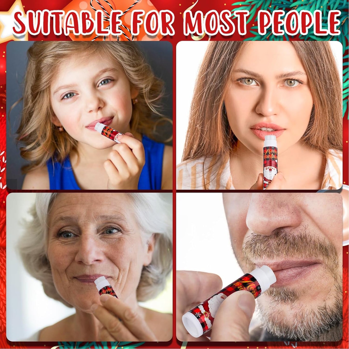 Christmas Lip Balm Bulk - 60 Pcs Festive Stocking Stuffers | Ideal Gifts for Women & Men, Party Favors