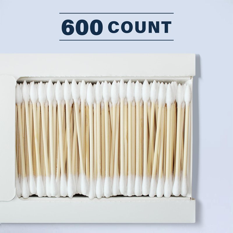 WOWOTEX Bamboo Cotton Swabs 2400 Count/4 Box, One Pointed Tip and One Rounded Tip, Biodegradable Cotton Buds with Organic Bamboo Sticks, for Ear Wax Removal, Draw the Eyeliner, Nail Polish Touch-ups