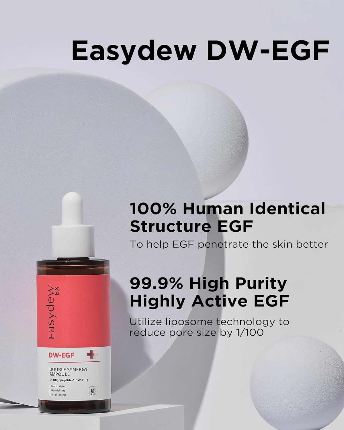 EASYDEW DW-EGF Peptide Double Synergy Ampoule - Intensive Moisturizing Face Serum with Hyaluronic Acid & Ceramide | 1.69 fl. oz.