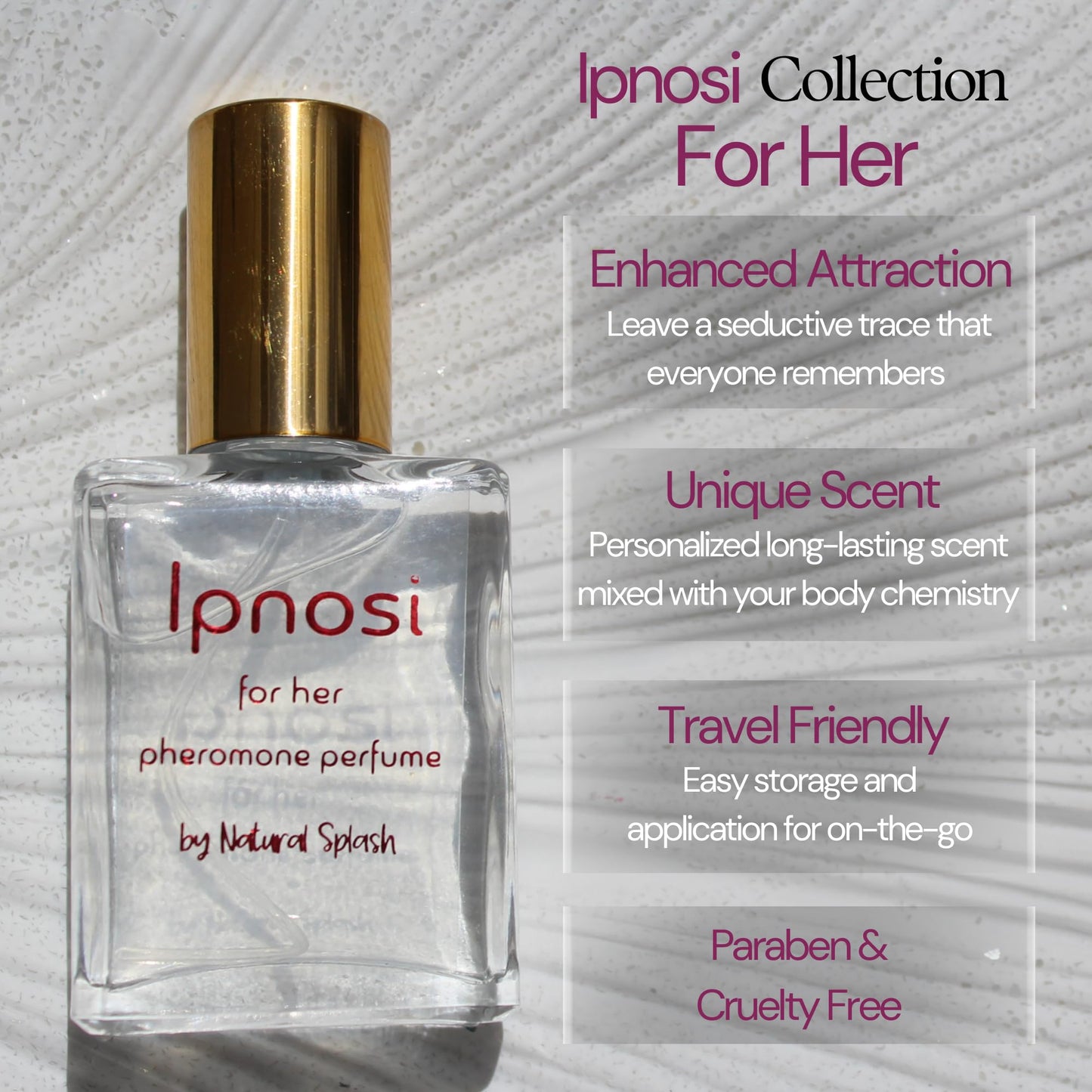 Natural Splash Body Care lpnosi Pheromone Perfume for Women - Long Lasting Chic Scent with Gardenia & Fruity Notes, Confidence-Boosting Spray, Travel-Friendly, 1 fl oz