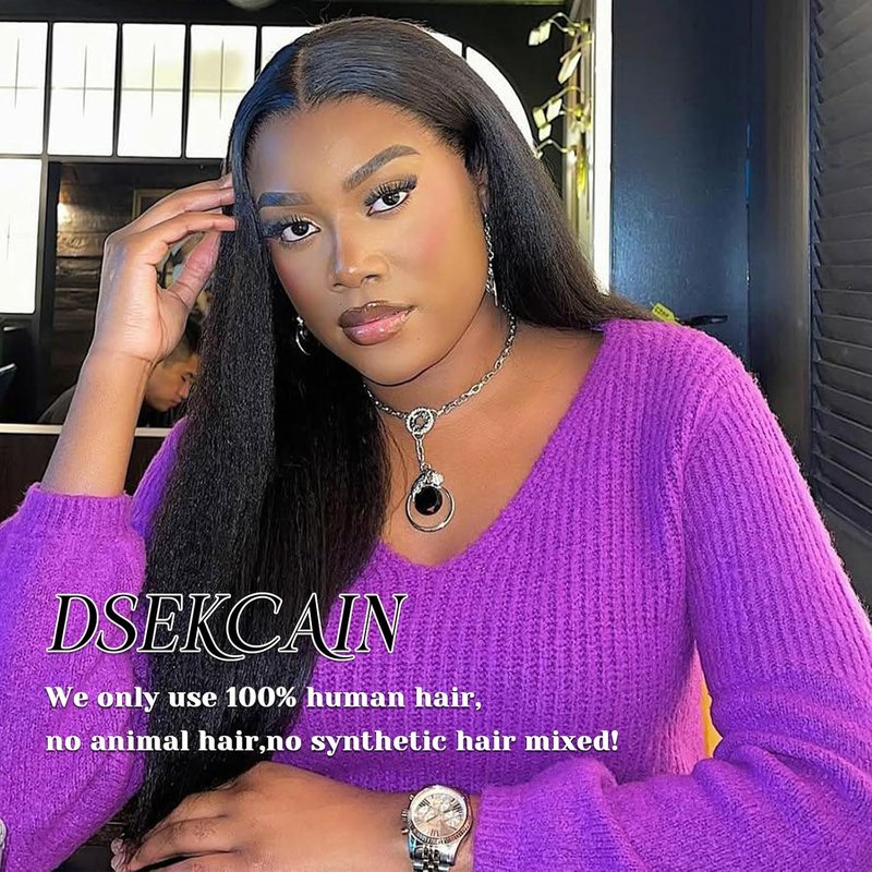 Kinky Straight Lace Closure - 2x6 HD Transparent 100% Real Human Hair | Natural Black 1B, 16 Inch