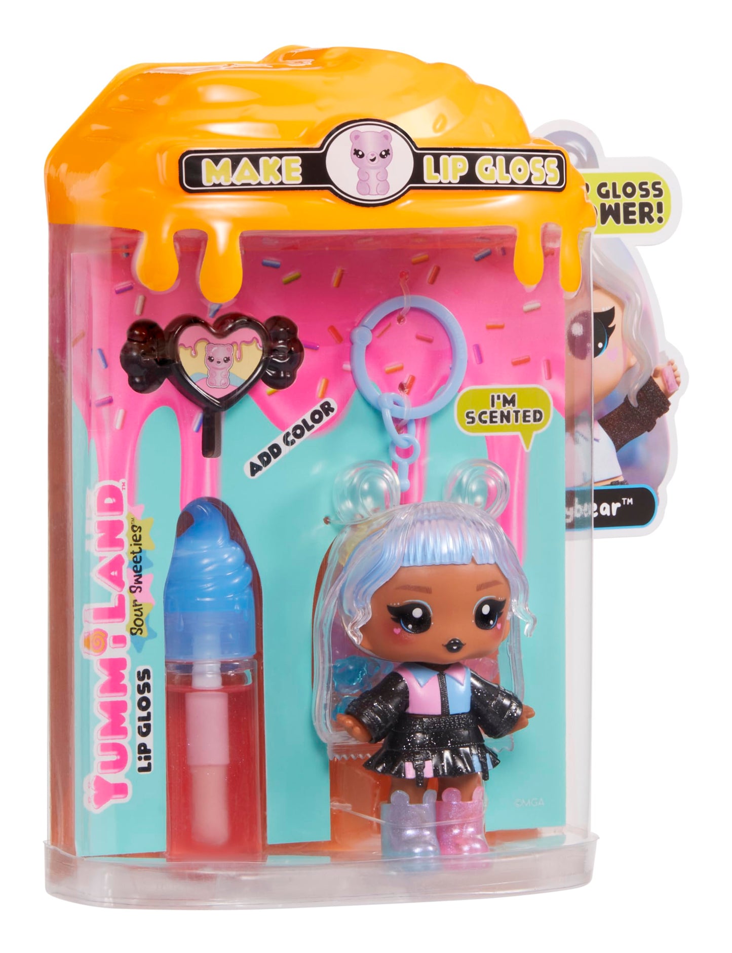 Yummiland Lip Gloss Doll: Sour Sweeties - Gabi Gummybear Includes DIY Lip Gloss + Removable Keychain, Cosmetic Play, Collectible, Ages 4+