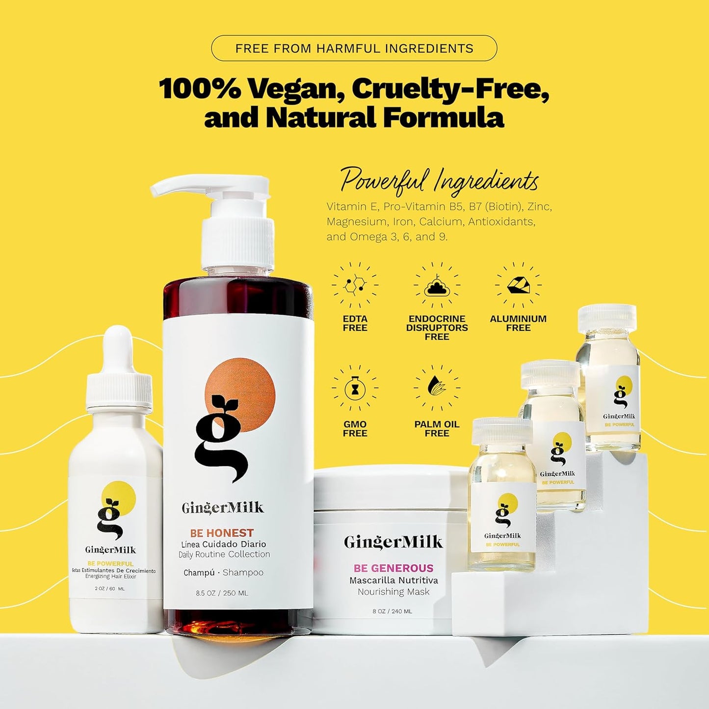 Ginger Milk SOS Hair Growth Kit - Vegan Hair Care Set with Biotin, Serum, Shampoo, & Nourishing Mask | Strengthens Roots & Reduces Hair Loss