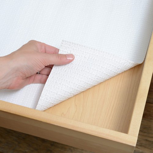 Con-Tact Brand Grip Prints Shelf Liner, Durable and Non-Adhesive Liners, Non-Slip Drawer and Cabinet Liner, 18" x 4', White, Pack of 1 Roll