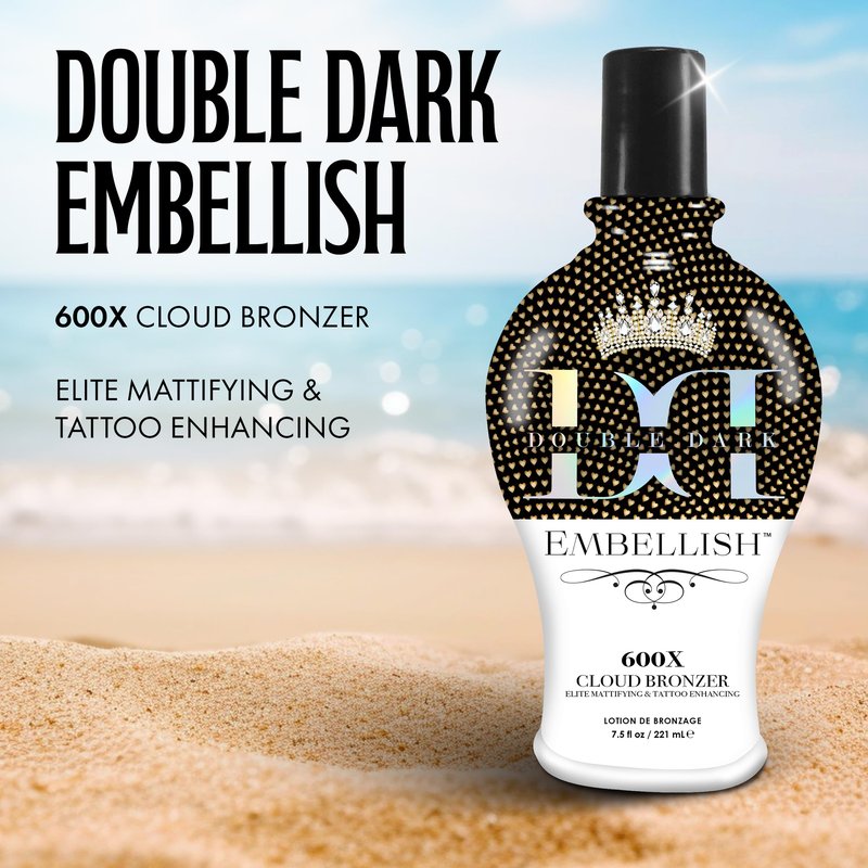 Brown Sugar Embellish Cloud Bronzer Tanning Lotion, 600X Double Dark Cloud Bronzer with Mattifying Complex, Copper Peptide & Hyaluronic Acid, 7.5 Fl Oz