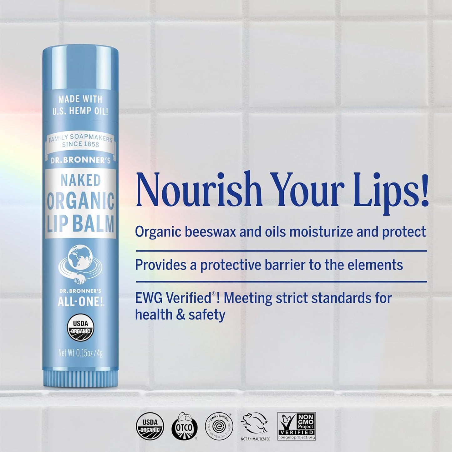 Dr. Bronner’s Organic Lip Balm - Natural, Moisturizing Lip Moisturizer with Beeswax & Avocado Oil | 6-Pack, Unscented
