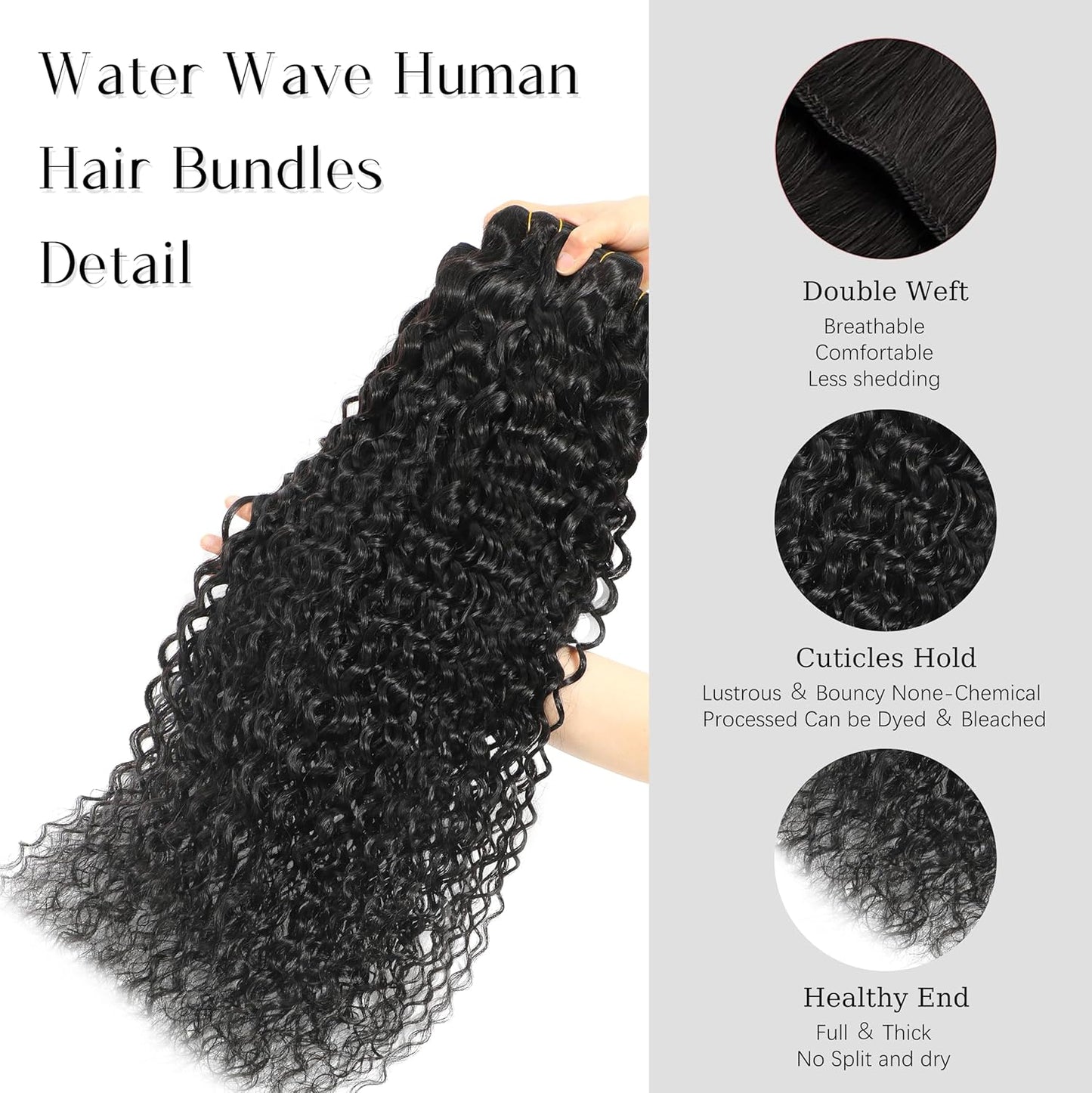 Water Wave Human Hair Bundles - 100% Unprocessed Double Weft Extensions | Curly 20 Inch for Black Women