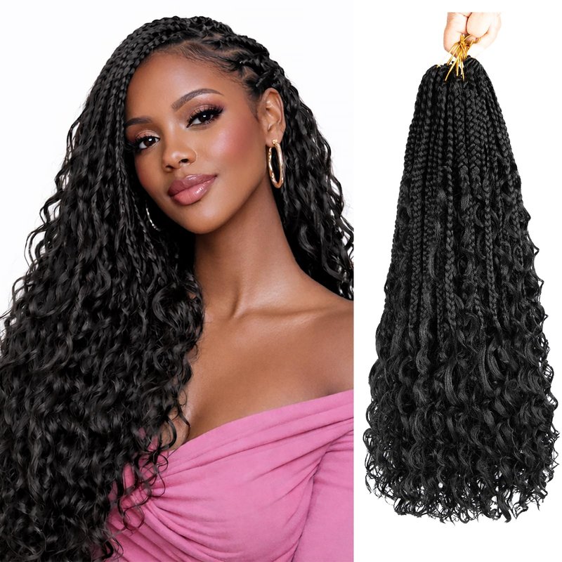 Boho Box Braids Crochet Hair 18 Inch, Goddess Crochet Box Braids with Curly Ends, Pre Looped Synthetic Crochet Hair for Black Women – NAYOO