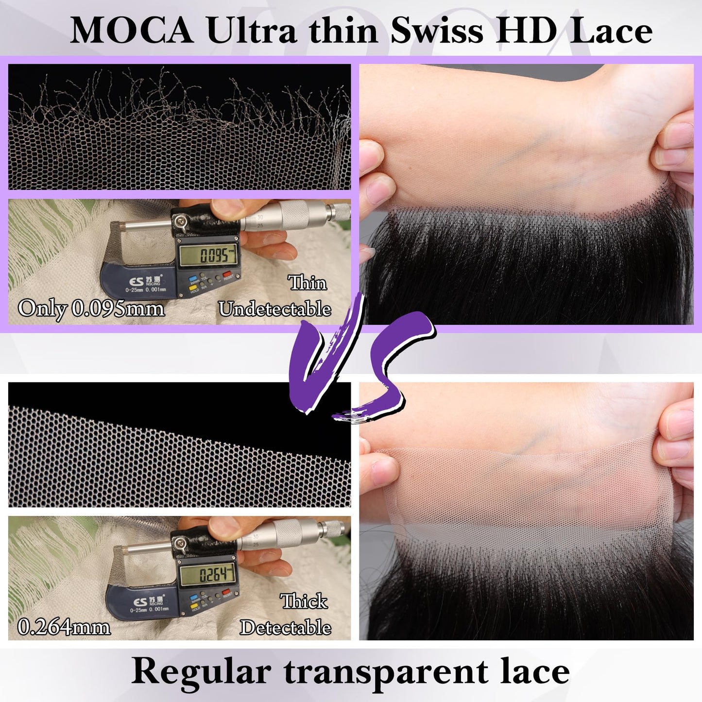 2x6 HD Lace Closure 16 Inch, SKINLIKE 0.095mm Ultra-thin Invisible Real Swiss Lace Closure Only,Straight RAW Virgin Human Hair Single Knot Pre-Plucked with Baby Hair