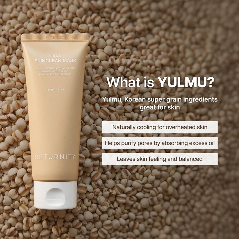 RETURNITY Yulmu Skinclean Mask, Gentle Exfoliating Wash-off Face Mask with Coix seed Extract for Pores and Uneven Skin, 120g Korean Skincare