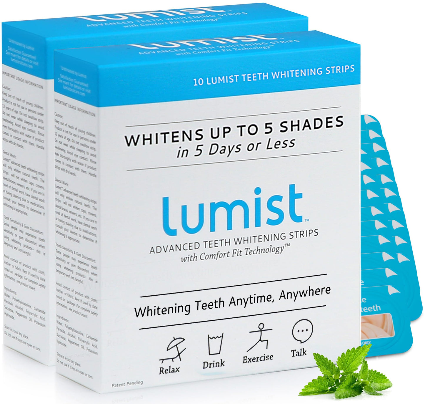 Lumist Advanced Teeth Whitening Strips – Pack of 20 (10 Treatments) - 5 Shades Brighter in 5 Days - Mint Flavored with Enamel Safe Comfort Fit Technology - Teeth Whitening Kit for Sensitive Teeth