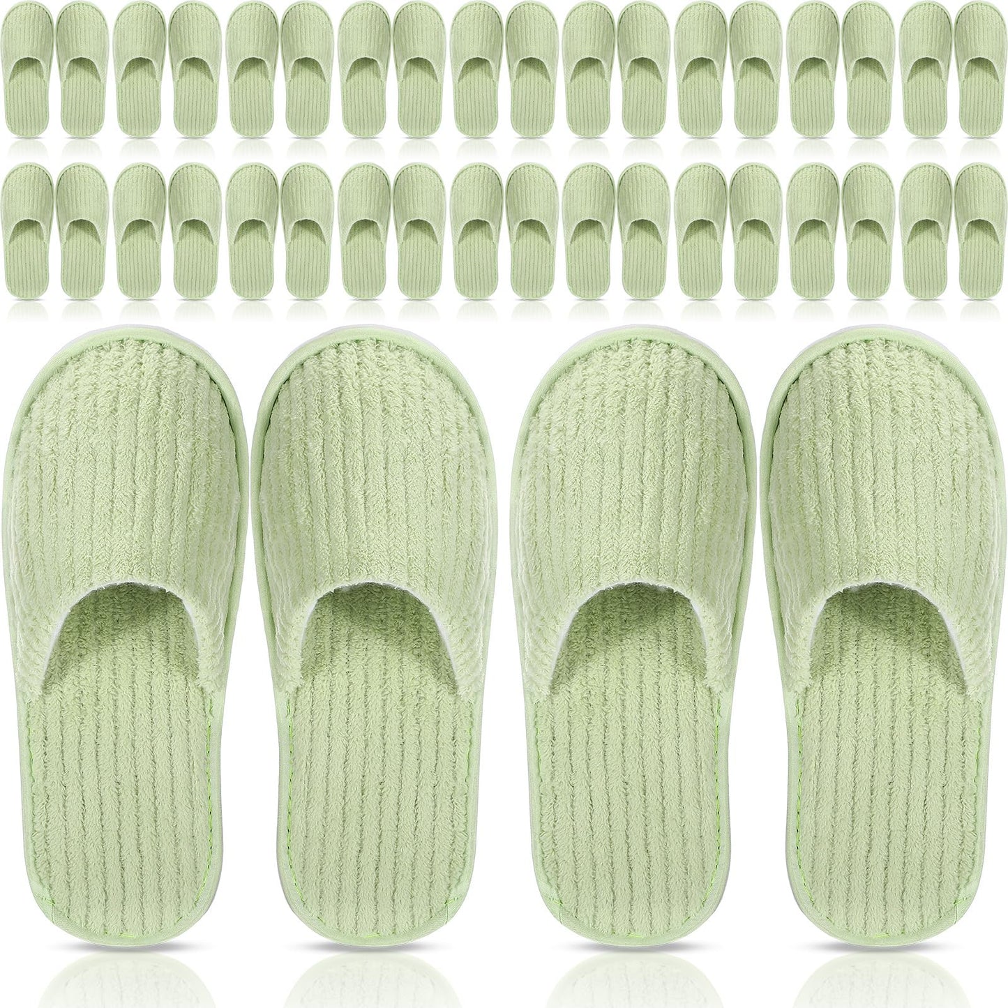 Panitay 20 Pairs Reusable Spa Slippers for Guests Washable House Slippers with Triple Layer Coral Fleece for Home Indoor Hotel Travel, Closed Toe(Grey, White)