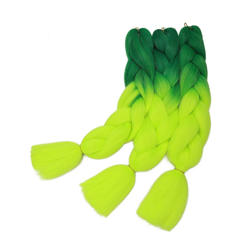 Benehair Ombre Braiding Hair 5 Bundles/lot 24inch Jumbo Braiding Hair Extensions High Temperature Synthetic Braid Hair Braiding Hair Pre Stretched Braid Extensions (Dark Green+Yellowish Green)