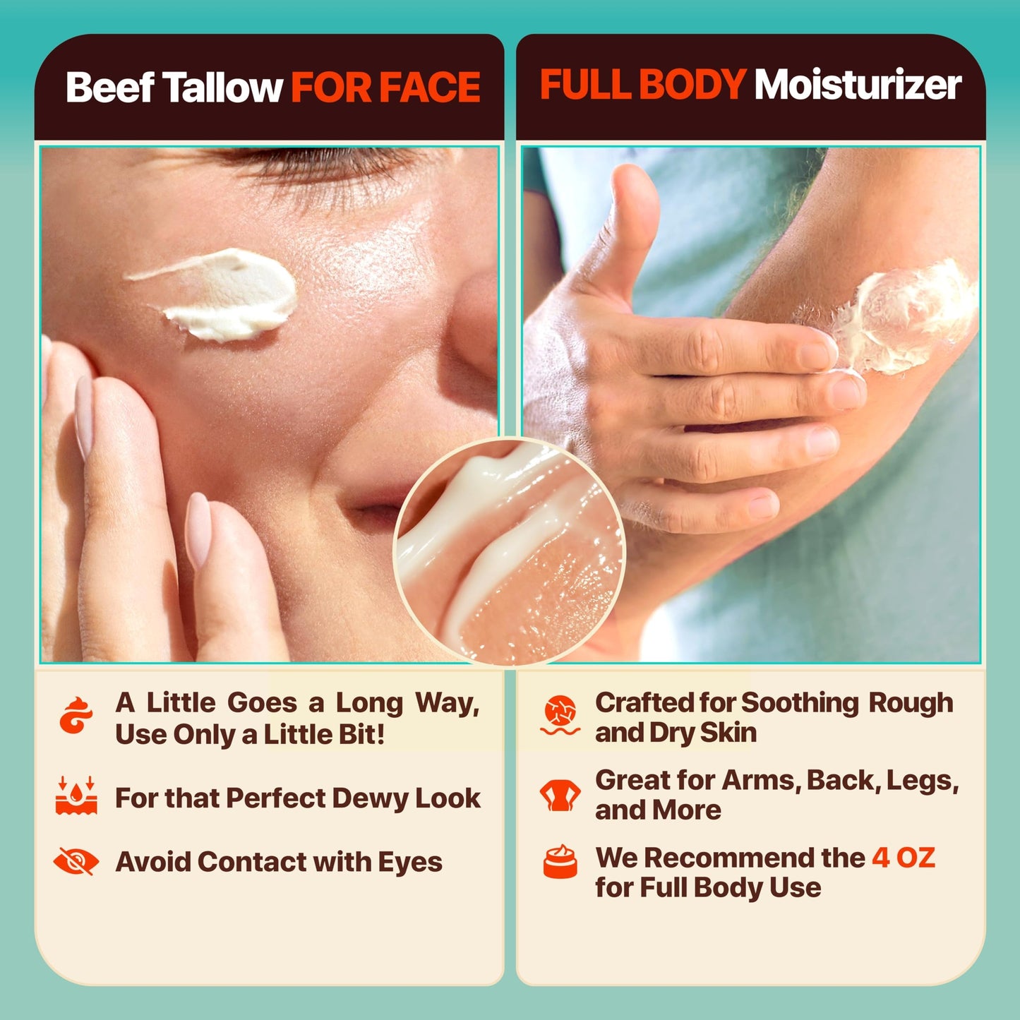 Meadow Bliss Beef Tallow for Skin - Moisturizer Cream - 100% Grass Fed - Whipped Beef Tallow - Manuka Honey - Organic Jojoba Oil, Shea Butter - Supports Eczema, Rosacea - USA - Citrus Breeze - 4 oz