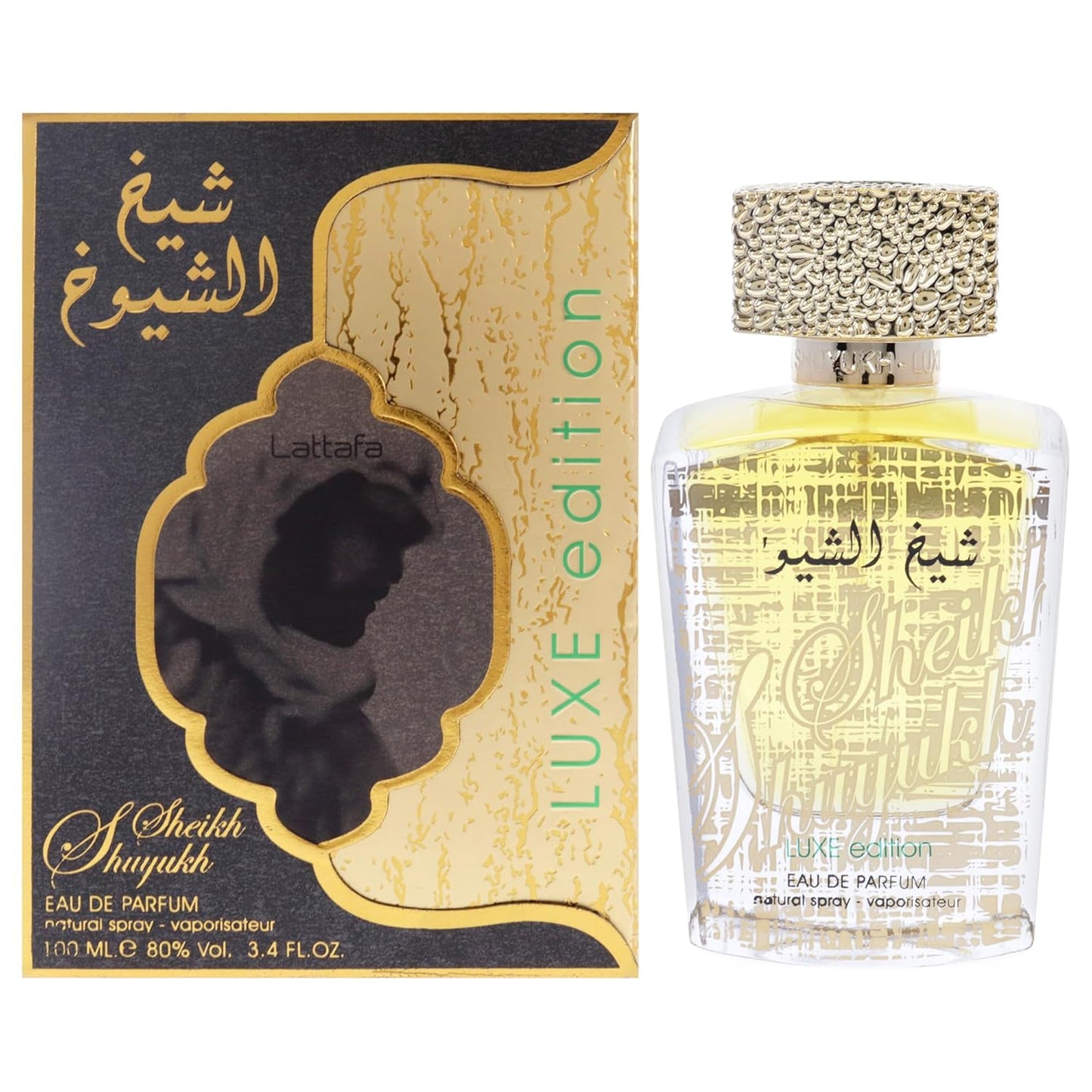 Lattafa Sheikh Al Shuyukh Luxe Edition | Long-Lasting Unisex Eau de Parfum - Spicy, Sweet, Woody, Amber, 3.4 oz