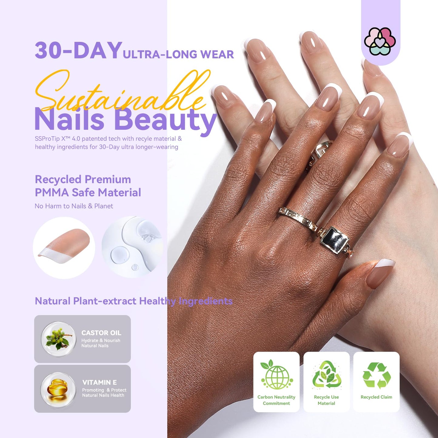 SAVILAND Press On Nails Short: French Tip Summer Builder Gel for Nail Long-lasting Solid Nail Glue Gel and U V Gels Glue Remover, Top Coat, Primer Prep and Mini Lamp, Manicure Art Kit DIY At Home