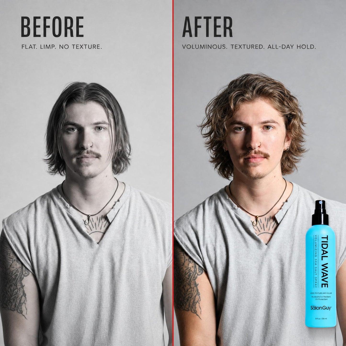 THESALONGUY Tidal Wave Sea Salt Spray for Hair – Volumizing & Texturizing Beach Wave Spray for Men & Women | Matte Finish, Light Hold, Alcohol-Free | All Hair Types | 8 oz