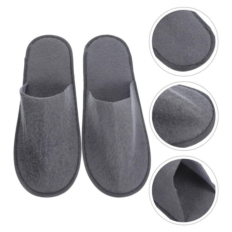 Healifty 10 Pairs Disposable Travel Slippers SPA Slippers Cotton Linen Close Toe Slipper Reusable Home Shoes for Travel Home Hotel(As shown)