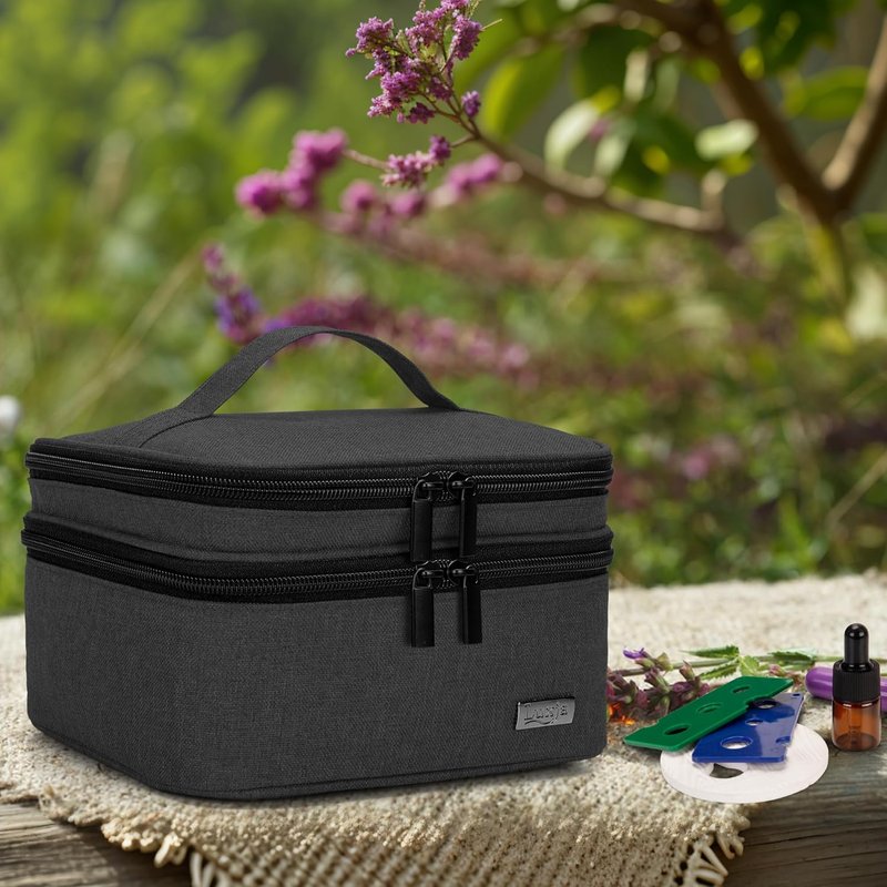 Essential Oil Carrying Case - Double-Layer Organizer for 30 Bottles (5ml-30ml) | Black Bag Only