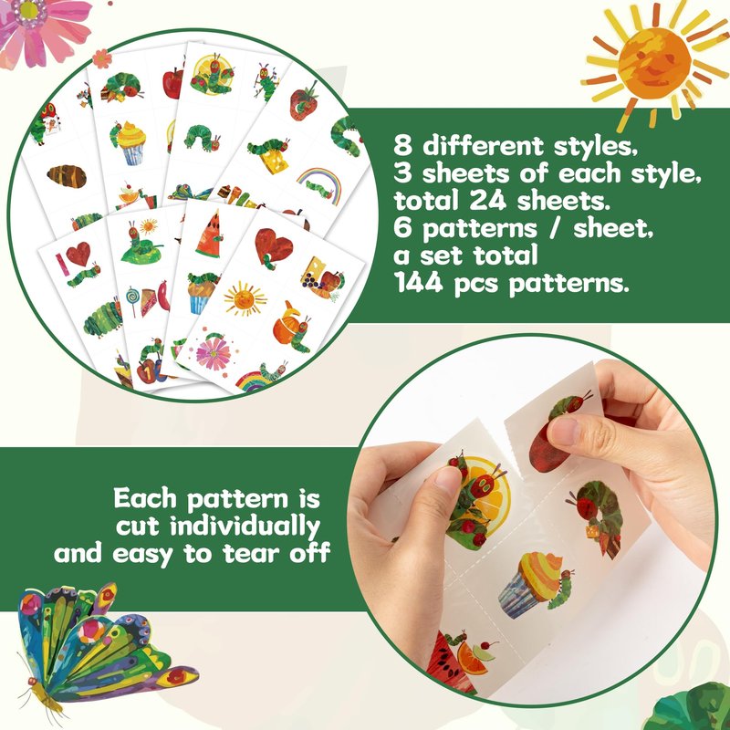 Andi Cppss Hungry Insects Temporary Tattoo - 144PCS Kids Temporary Tattoos for Party Supplies Insect Theme Tattoo Stickers for Kids Cute Animal Tattoos for Classroom Reward Birthday Party Event Decor