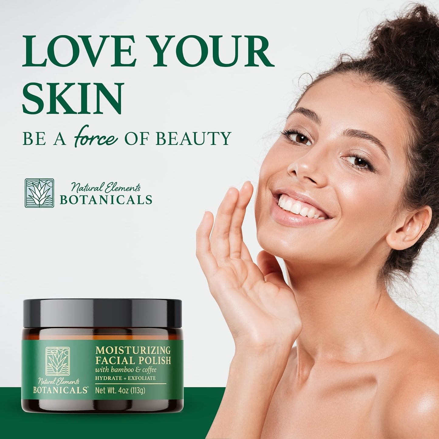Moisturizing Facial Polish - Gentle 2-in-1 Face Scrub with Bamboo & Coffee | Hydrating Exfoliator, 4 oz