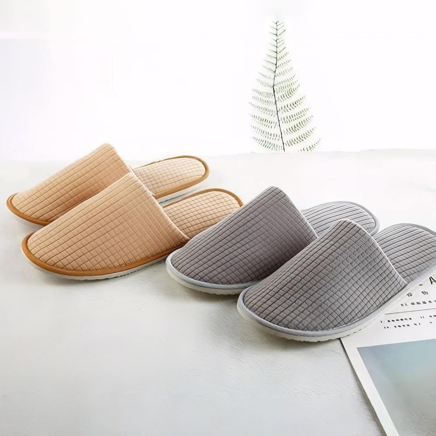 SynoRiver 10 Pairs Spa House Slippers, Non Slip Disposable Slippers For Guest, Washable Reusable, Can be Used as Women Men, House, Indoor, Bathroom, Bedroom, Hotel, Bride (Polar fleece（Grey）