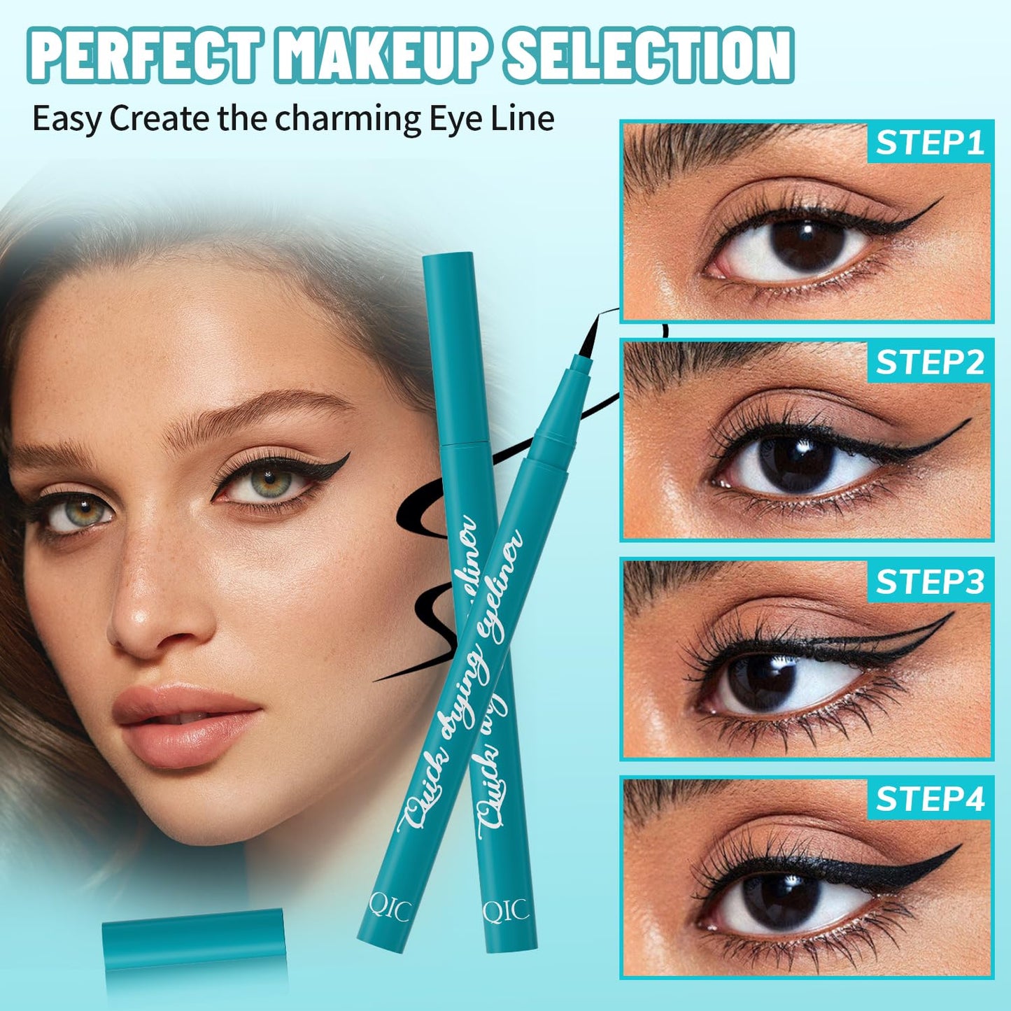 Liquid Eyeliner - Smudge-Proof Felt Tip Pen | Long-Lasting High-Pigmented Vegan Liner - Jet Black, 0.04 oz