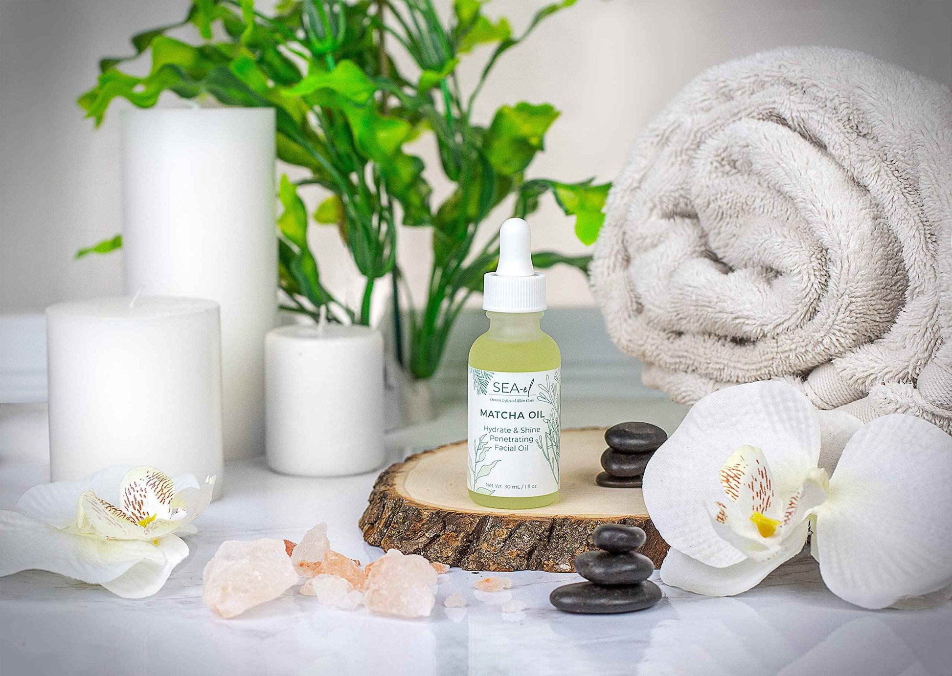 Sea-El Matcha Face Oil Skincare - Hydrating Glow Green Tea & Sea Kelp Facial Oil Blend - Calming & Deeply Penetrating Antioxidant-Rich Moisturizer for Women & Men, Vegan, All Skin Types - 1 Fl Oz