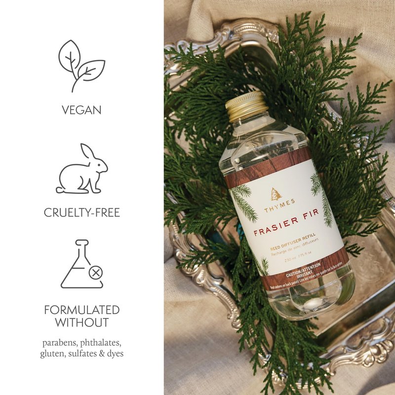 Thymes Reed Diffuser Oil Refill – Fragrance Oil for Diffuser Refill – Flameless Home Fragrance Products – Home Luxury Scents with Notes of Crisp Fir, Cedarwood & Sandalwood (Frasier Fir, 7.75 fl oz)