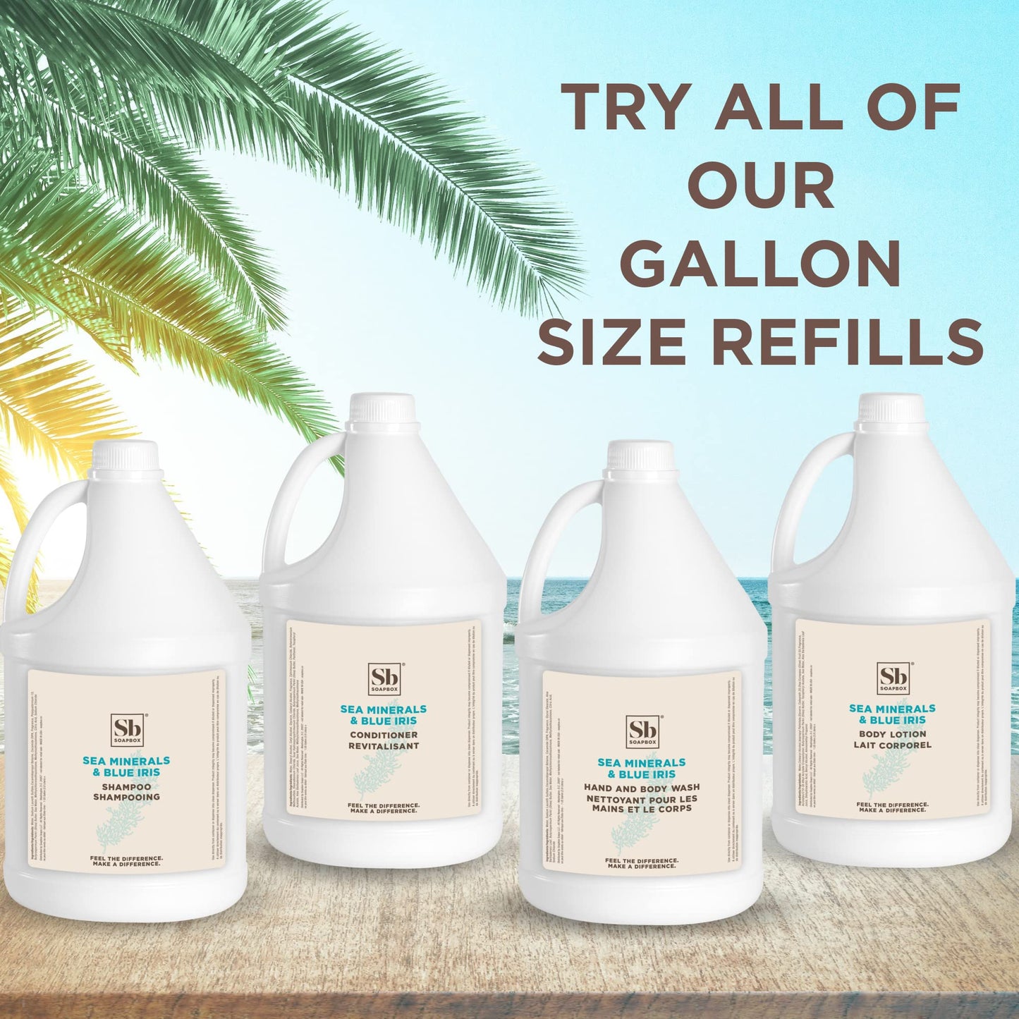 Soapbox Sea Minerals & Blue Iris Shampoo, Refill Bulk Size For Rentals, Guest Rooms & Hotels - Clean Ingredients Free of Harsh Chemicals, Sulfates, Parabens & Silicones - 1 Gallon Bottle