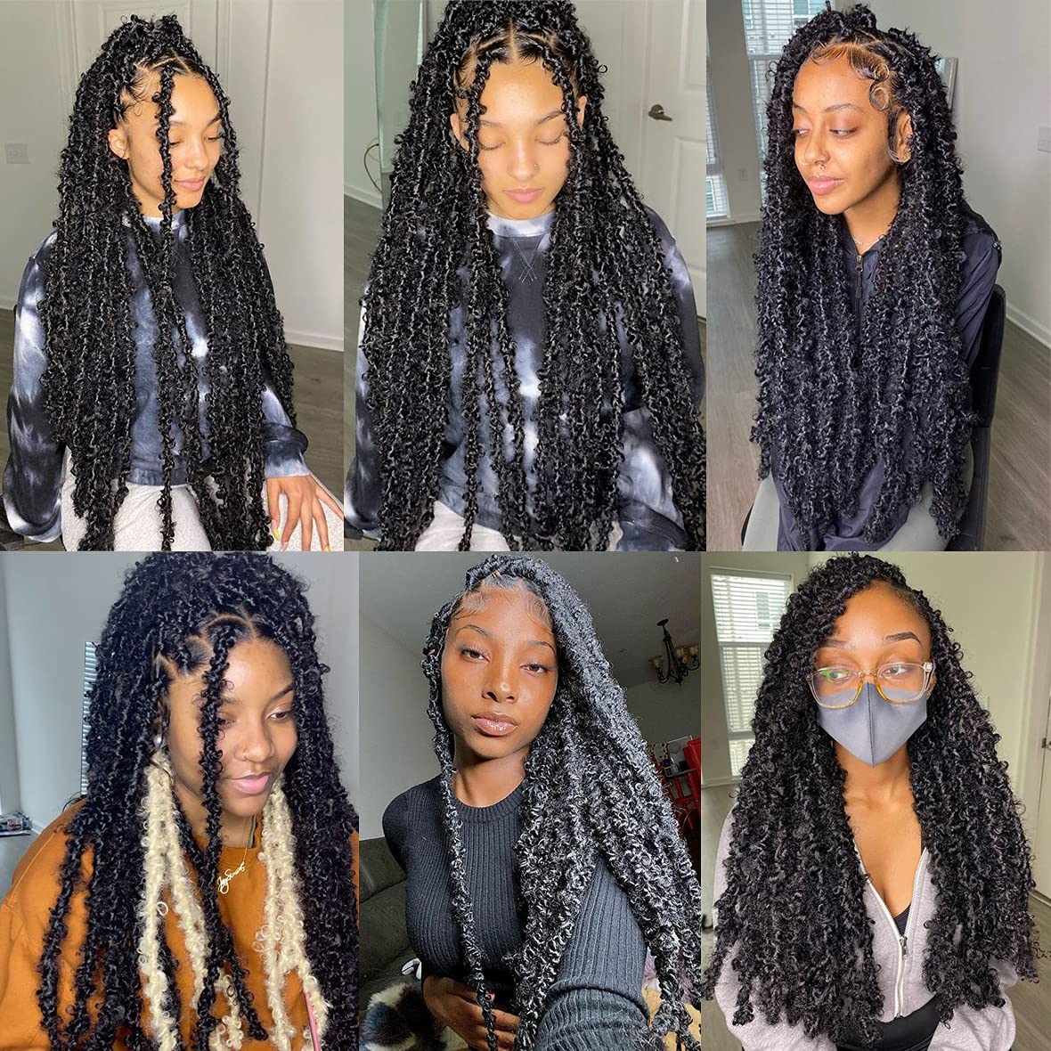 ZRQ 6 Packs Butterfly Locs Crochet Braids Hair Extensions 30 Inch Long Distressed Faux Locs Black Goddess Locs Crochet Hair Pre-looped Synthetic Soft Locs For Women 1B#