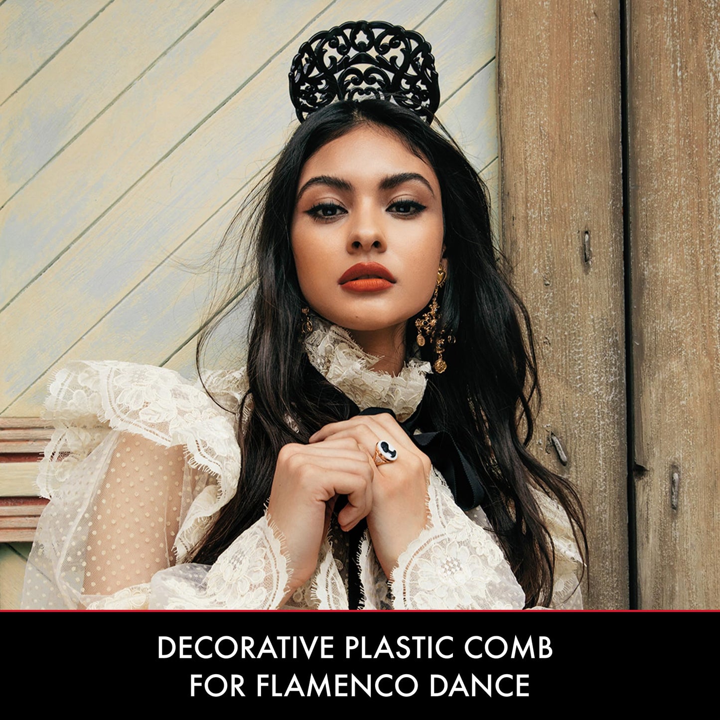 Spanish Hair Comb for Women – Traditional Flamenco Peineta Española for Girls – Ornamental Black Accessory from Spain – Flamenco Hair Combs – Spanish Combs – Mantilla Comb Model I by Ole Ole Flamenco