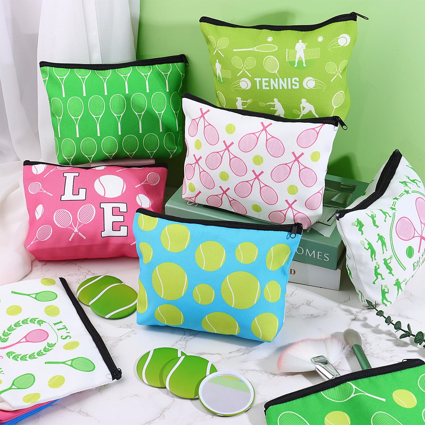 40 Pcs Tennis Gifts for Women Funny Cosmetic Bag Inspirational Makeup Bag Tennis Accessories for Women Sports Lovers Players Coach Team Staff Teacher Volunteer Sports Party Supply Gifts