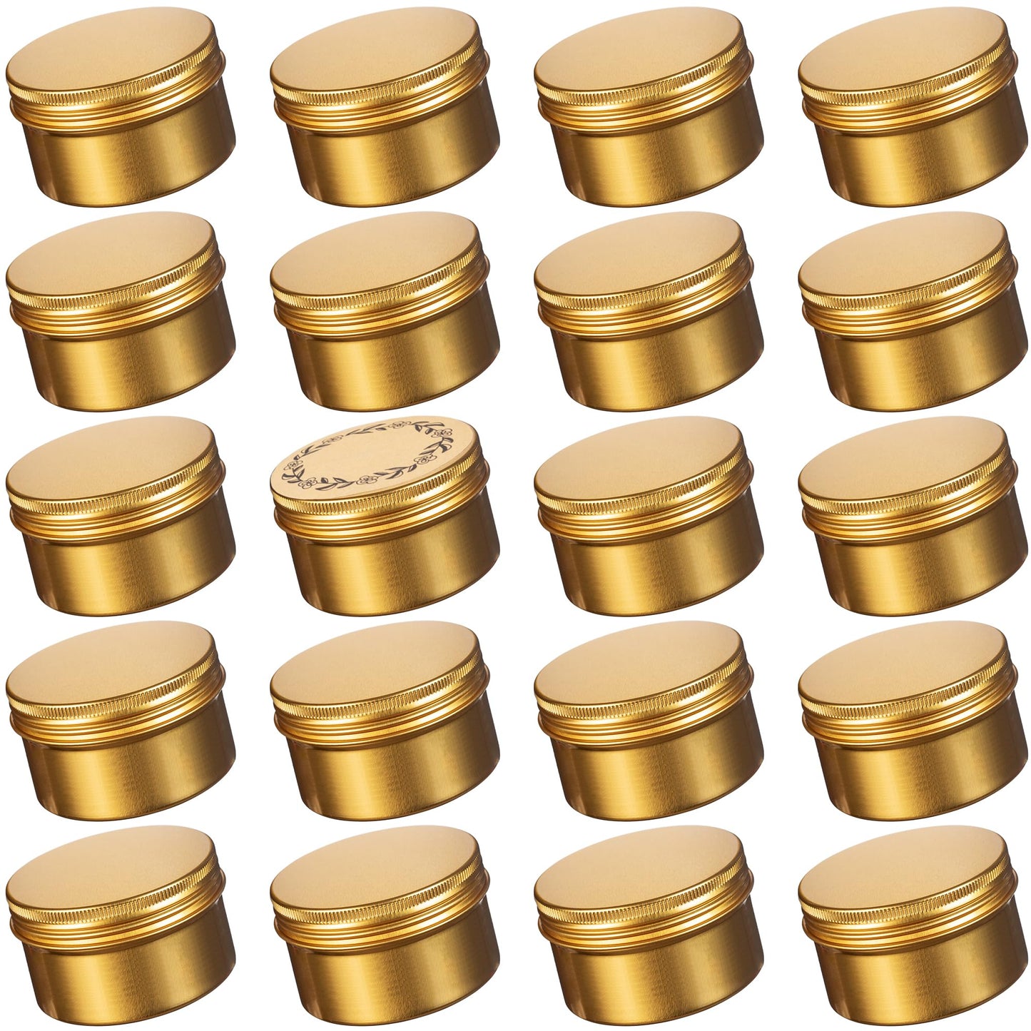 4 oz (120ml) Gold Screw Top Aluminum Tins with Labels, 24 Pack