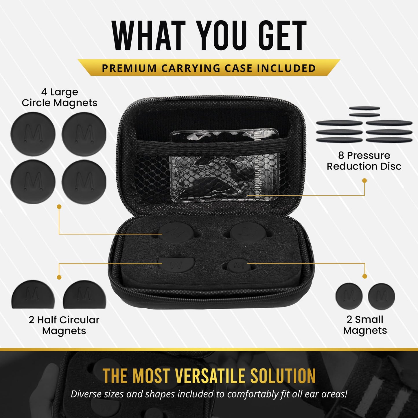 MagnetRX® Cauliflower Ear Magnets – 8 Multi–Size Magnets & Spacer with Case – Compression Ear Magnet for Cauliflower Draining, Pressure Earring for Keloids, BJJ, Wrestling & MMA Treatment & Prevention