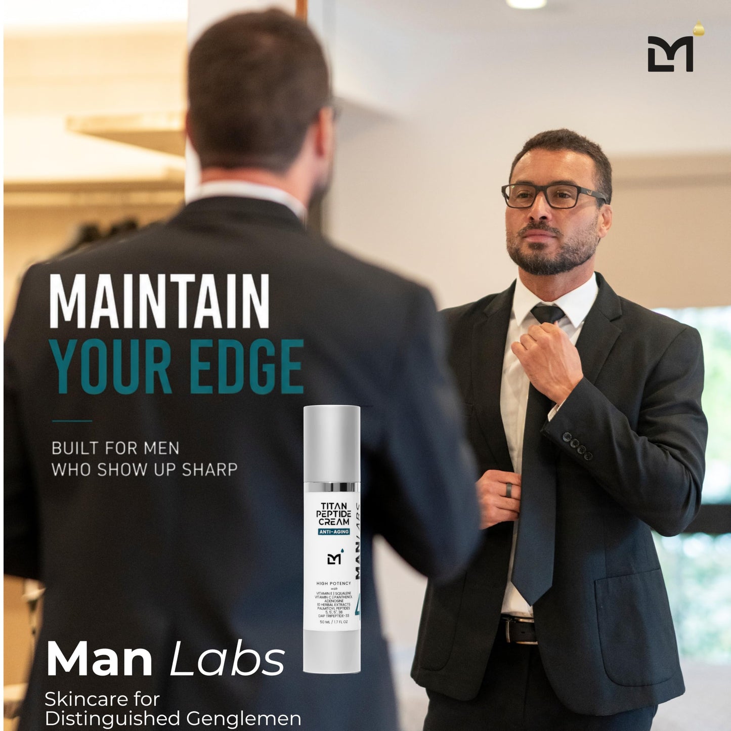 Man Labs Titan Peptide Mens Face Cream, Anti-Aging Moisturizer – Wrinkles