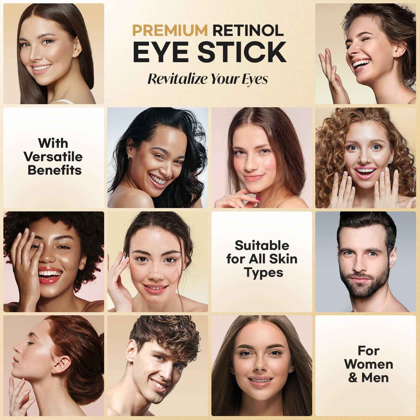 CITYGOO Retinol Eye Stick With Collagen, Hyaluronic Acid For Dark Circle, Under Eye Cream Anti Aging, For Puffiness and Bags Reduces Fine Lines (Retinol Eye Stick, 1pcs)