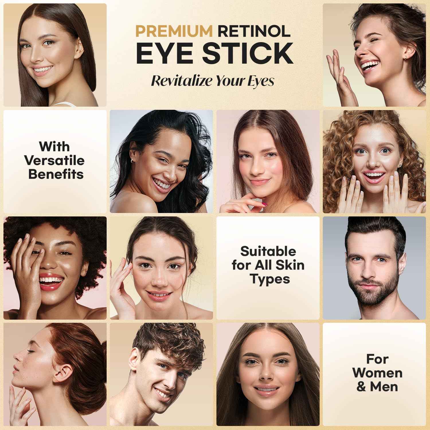 CITYGOO Retinol Eye Stick With Collagen, Hyaluronic Acid For Dark Circle, Under Eye Cream Anti Aging, For Puffiness and Bags Reduces Fine Lines (Retinol Eye Stick, 1pcs)