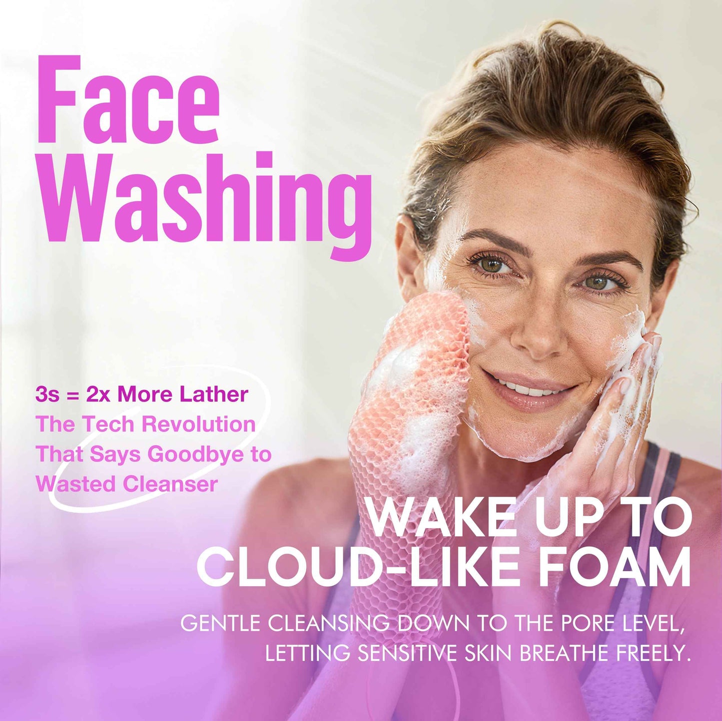 Bath Mitt - Exfoliating Glove, Honeycomb Body Scrubber,Massage Body Scrub Gloves for Home Spa,Mitt Sponges for Cleaning Body,Deep and Gentle,Fast foaming (Pink(Softer,Small Size,) New Version)