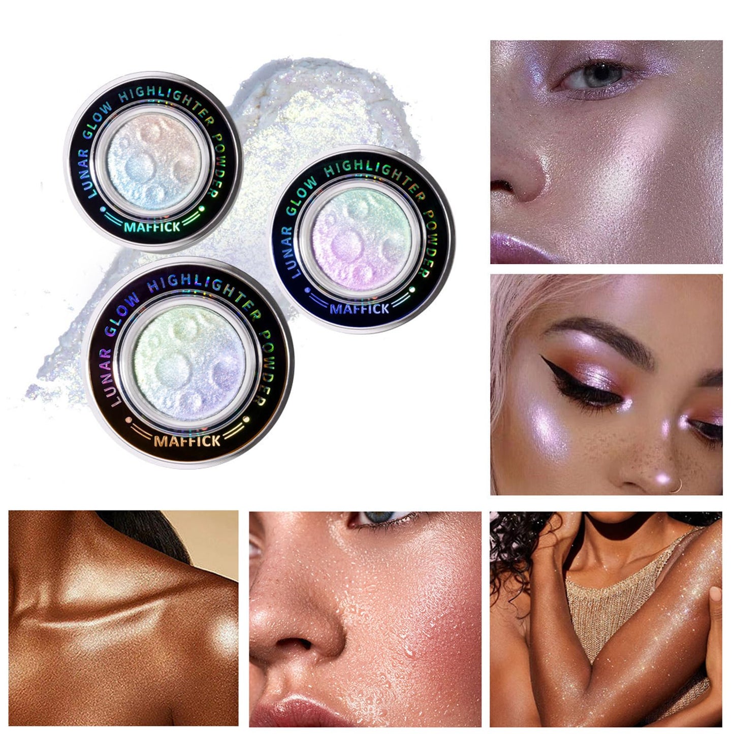 Lunars Glow Highlighter Powder Body Highlighter Makeup Palettes Smooth Powder Sparklings Highlighter Makeup