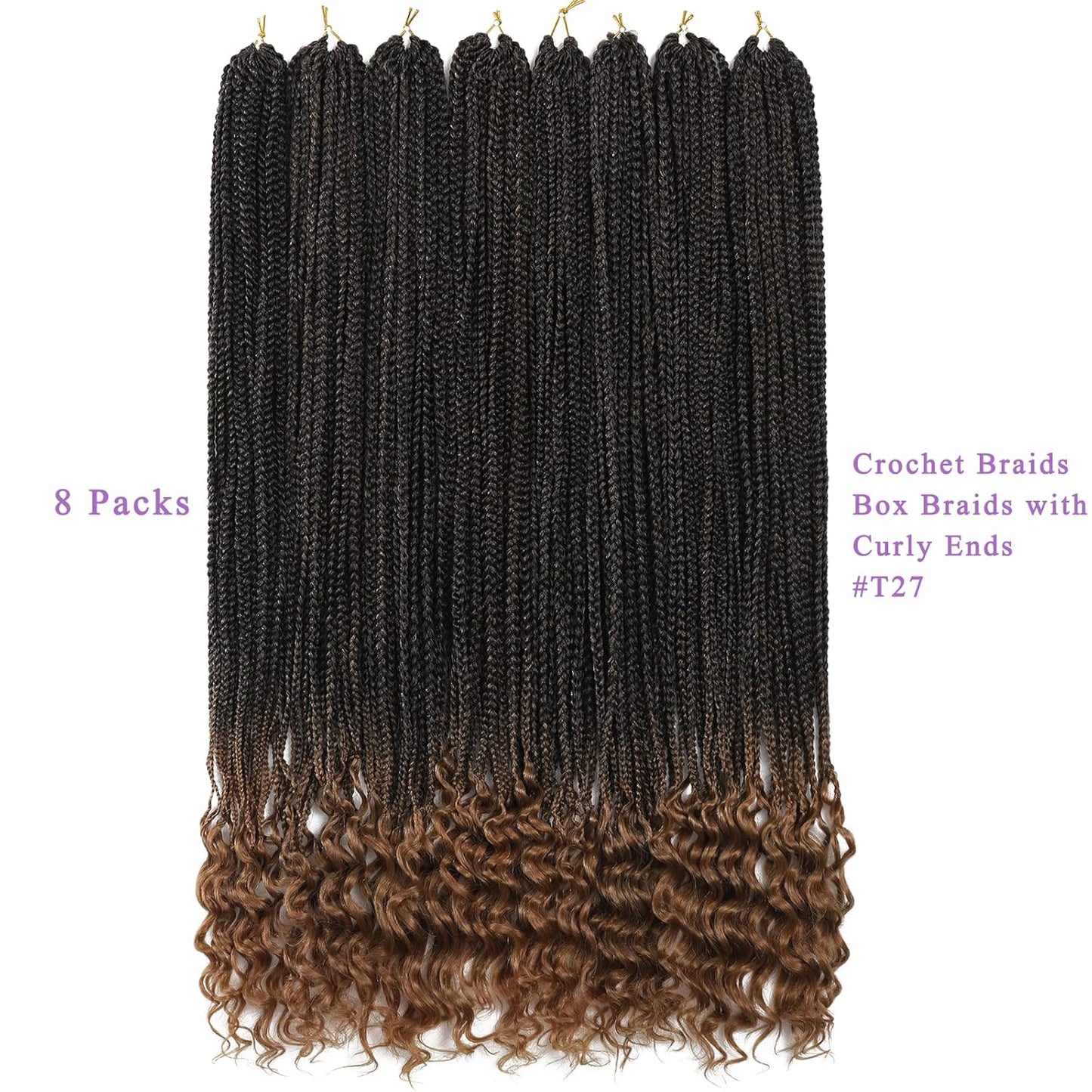 Goddess Crochet Box Braids - 144 Strands 24 Inch Curly Ends | 8 Packs for Black Women