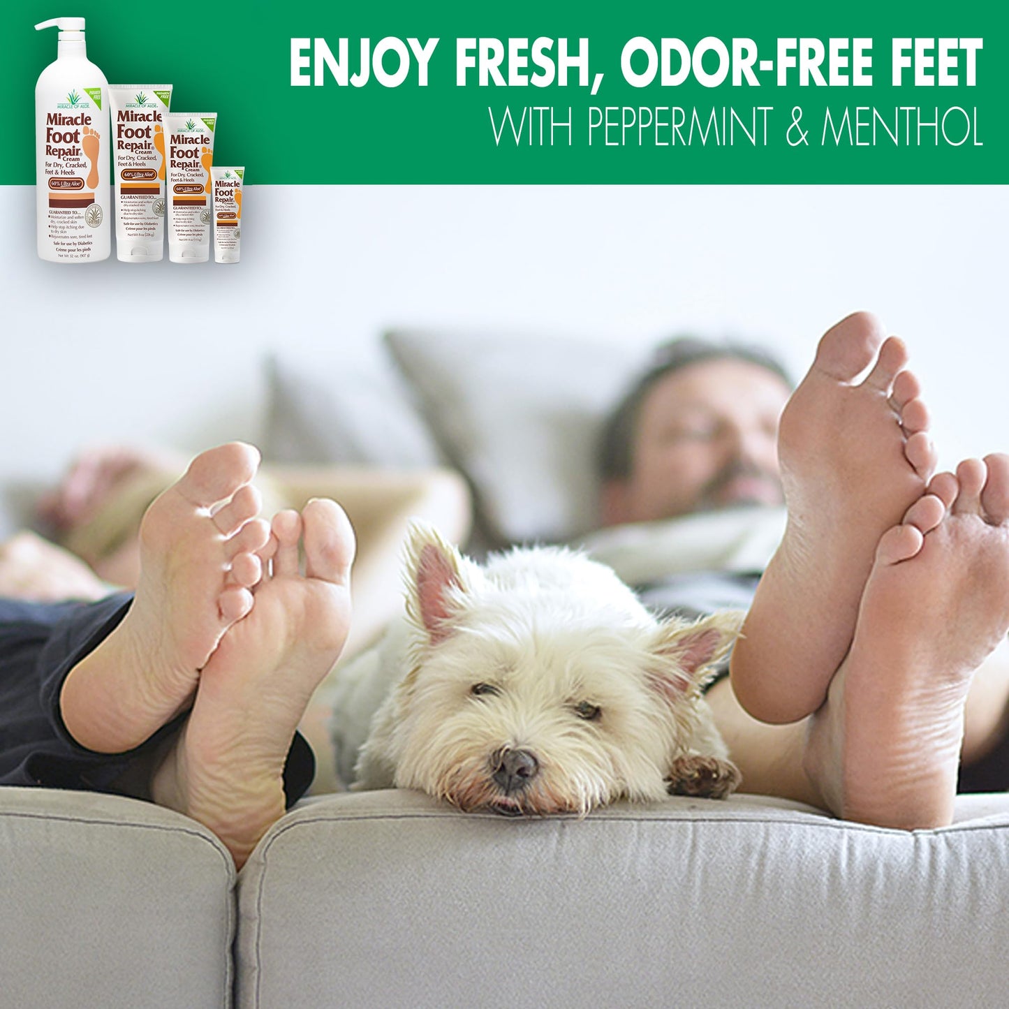 Miracle Foot Repair Cream (8 oz / 3-Pack) Repairs Dry Cracked Heels and Feet, 60% Pure UltraAloe Moisturizes, Softens, and Repairs