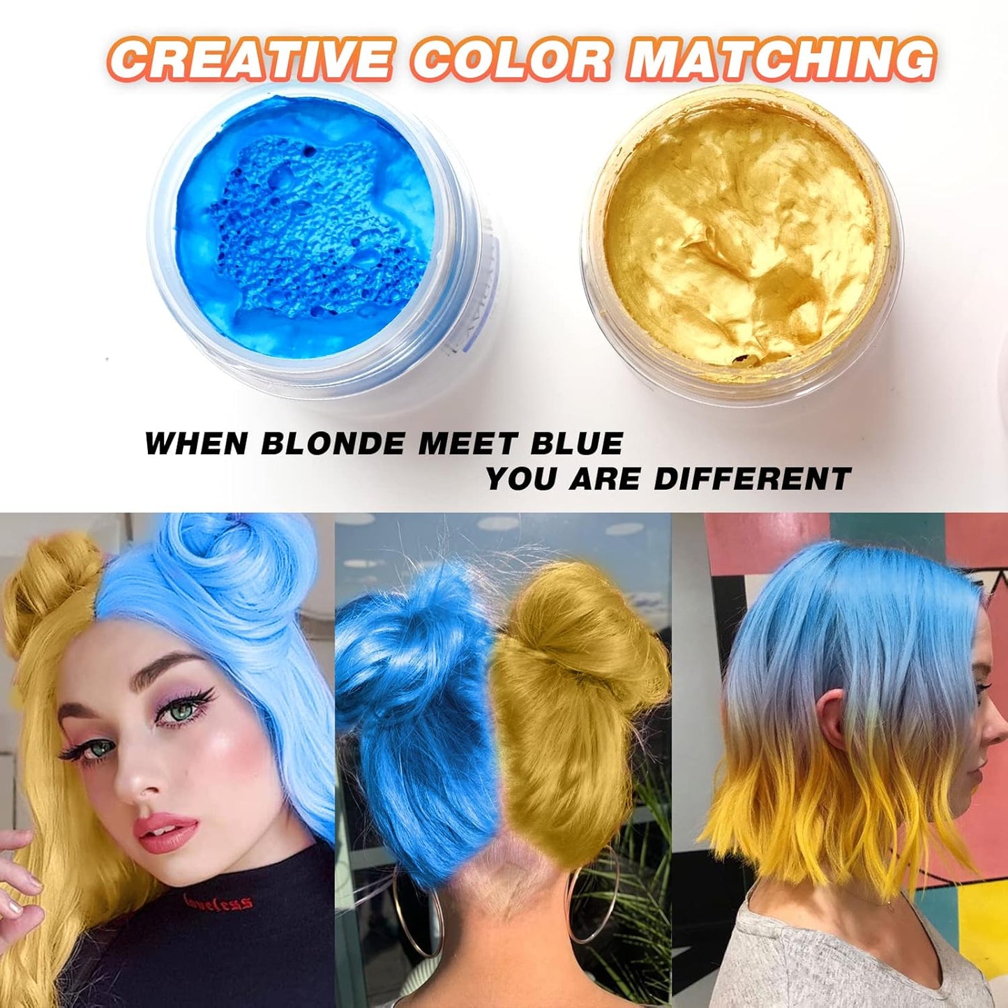 Temporary Hair Color for Kids, Ultikare Orange Hair Dye Washable Natural Hair Wax Color Chalk Mud Cream DIY Hairstyle Clay For Dark Hair Halloween, Cosplay, Party, Christmas Gift Girls 3.4 Fl Oz
