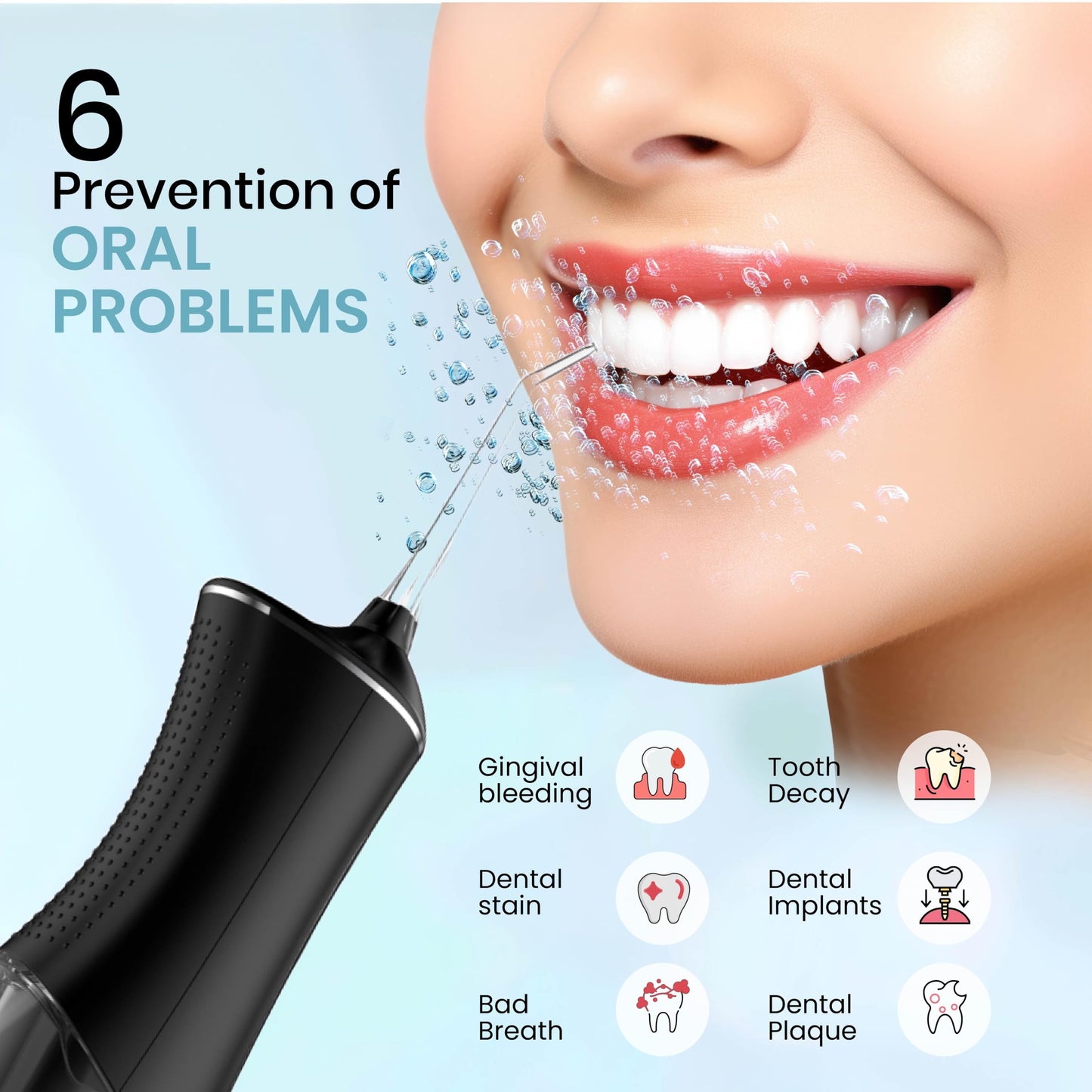 FUHADIFY Cordless Water Flosser with 4 Modes - Portable & Rechargeable Water Flossers for Teeth Cleaning, Gum Care, Braces - 300 ML, IPX7 Waterproof Electric Flosser Oral irrigator for Home Travel Use