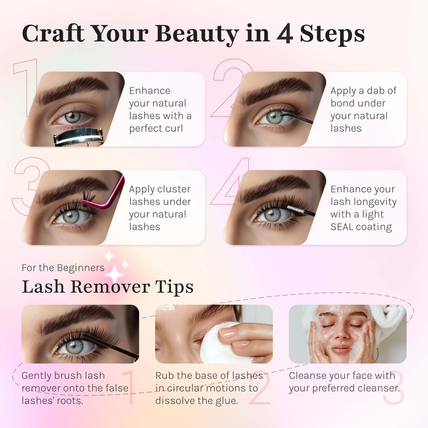 SIILUUGO DIY Lash Extensions Kit 280PCS Individual Lashes Clusters,9-16mm MIX 40D Fluffy and Natural False Eyelashes,Wispy and Volumn,with Lash Bond and Seal,Tweezers,Glue Remover,Easy Use At Home